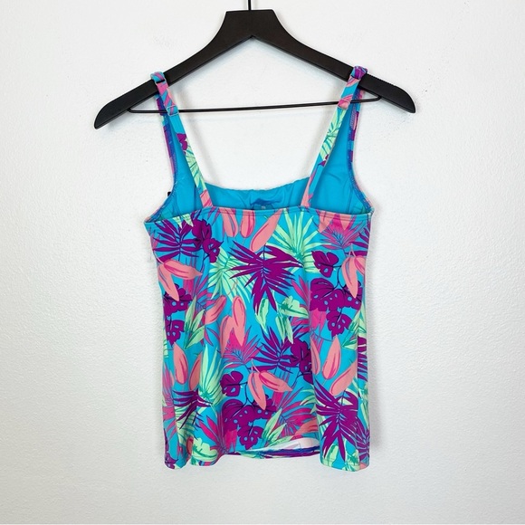Land's End Tropical Tankini Square Neck Top - Picture 3 of 6